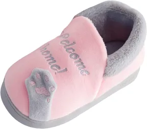 2-9.5Years Children's Shoes Kids Baby Boys Girls Winter Slippers Cartoon Cat Non-Slip Home Indoors Shoes (Pink, 3-3.5Years)
