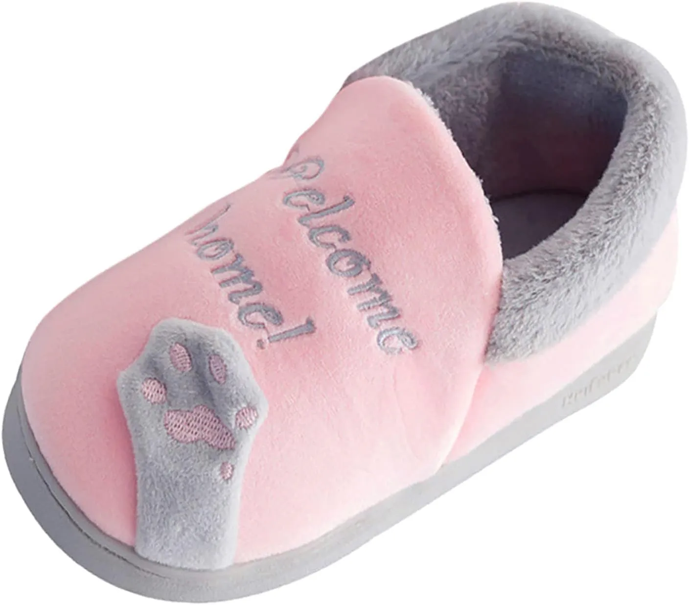 2-9.5Years Children's Shoes Kids Baby Boys Girls Winter Slippers Cartoon Cat Non-Slip Home Indoors Shoes (Pink, 3-3.5Years)