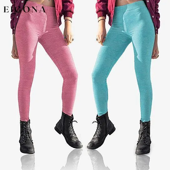 2-Pack: Women's Space Dye Seamless Ankle Length Lightweight Leggings