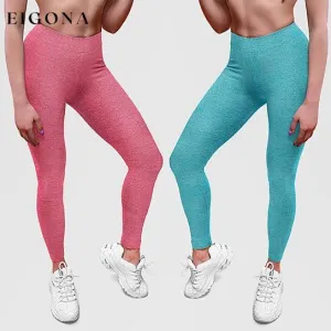 2-Pack: Women's Space Dye Seamless Ankle Length Lightweight Leggings