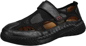 2023 Men's New Summer Breathable Versatile Trend Outdoor Handmade Large Beach Shoes Hollow Mesh Costume Sandals