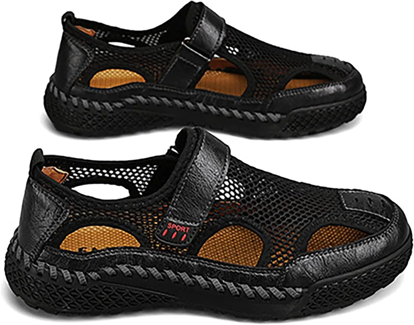 2023 Men's New Summer Breathable Versatile Trend Outdoor Handmade Large Beach Shoes Hollow Mesh Costume Sandals