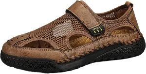 2025 Men's New Summer Breathable Versatile Trend Outdoor Handmade Beach Shoes Hollow Mens Athletic Slide Sandals
