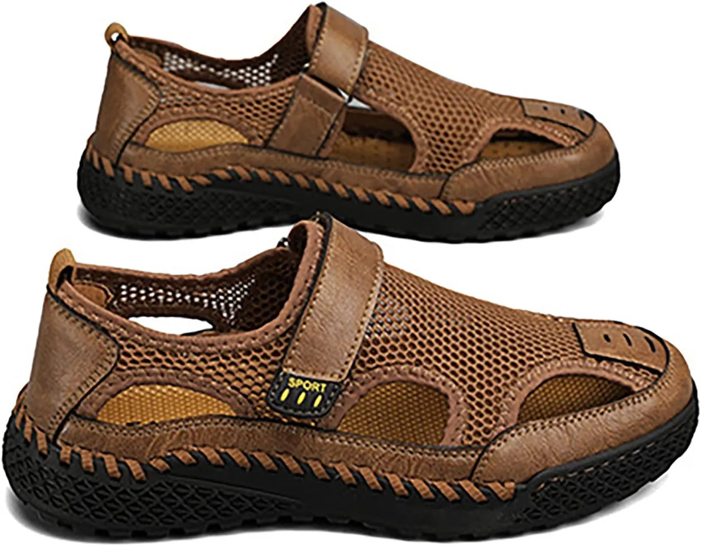 2025 Men's New Summer Breathable Versatile Trend Outdoor Handmade Beach Shoes Hollow Mens Athletic Slide Sandals
