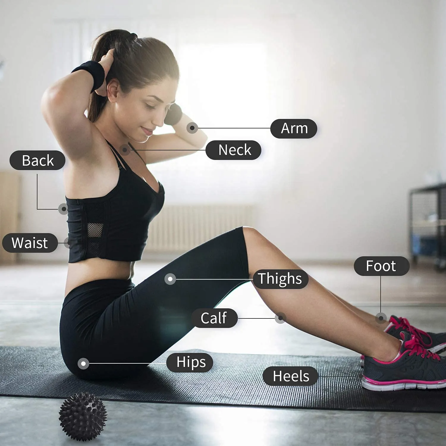 ALYV Massage Ball - Spiky for Deep Tissue Back Massage | Foot Massager | Plantar Fasciitis & All Over Body Deep Tissue Muscle Therapy - Your Compact Muscle Roller | Diameter: 8 cm (Black)