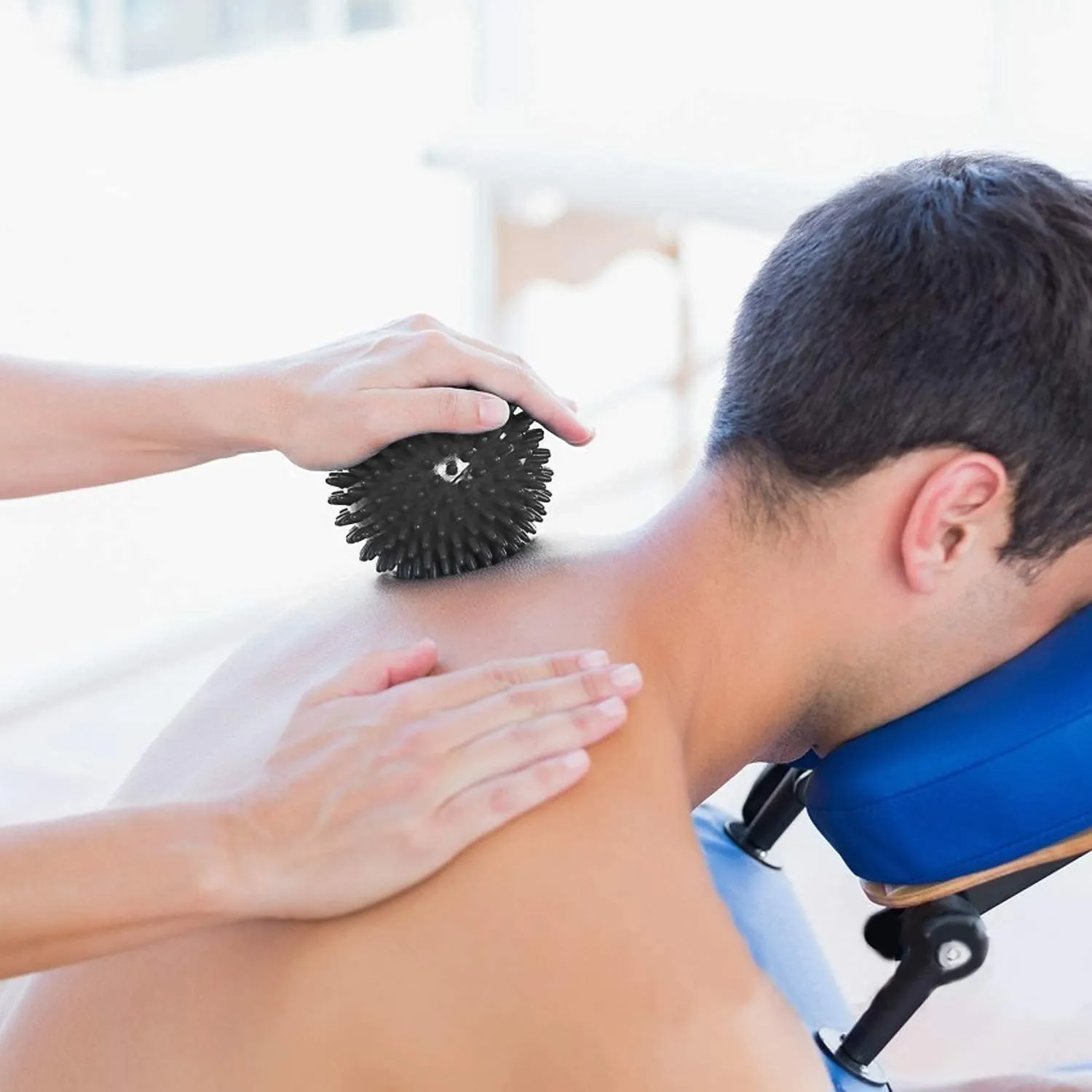 ALYV Massage Ball - Spiky for Deep Tissue Back Massage | Foot Massager | Plantar Fasciitis & All Over Body Deep Tissue Muscle Therapy - Your Compact Muscle Roller | Diameter: 8 cm (Black)