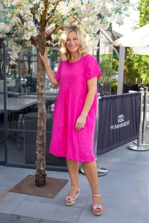 Amazing Woman Hot Pink Lexia Linen Dress