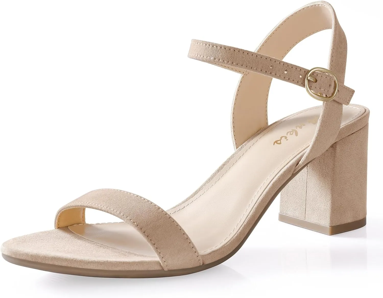 Ankis Nude Black Heels, 2.5'' Block Chunky White Clear Silver Heel Dressy Open Toe Heels For Women Ankle Strap Low Short Thick Strappy Dress Comfortable Sandal Casual Party Wedding Event Summer Shoes