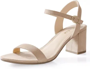 Ankis Nude Black Heels, 2.5'' Block Chunky White Clear Silver Heel Dressy Open Toe Heels For Women Ankle Strap Low Short Thick Strappy Dress Comfortable Sandal Casual Party Wedding Event Summer Shoes