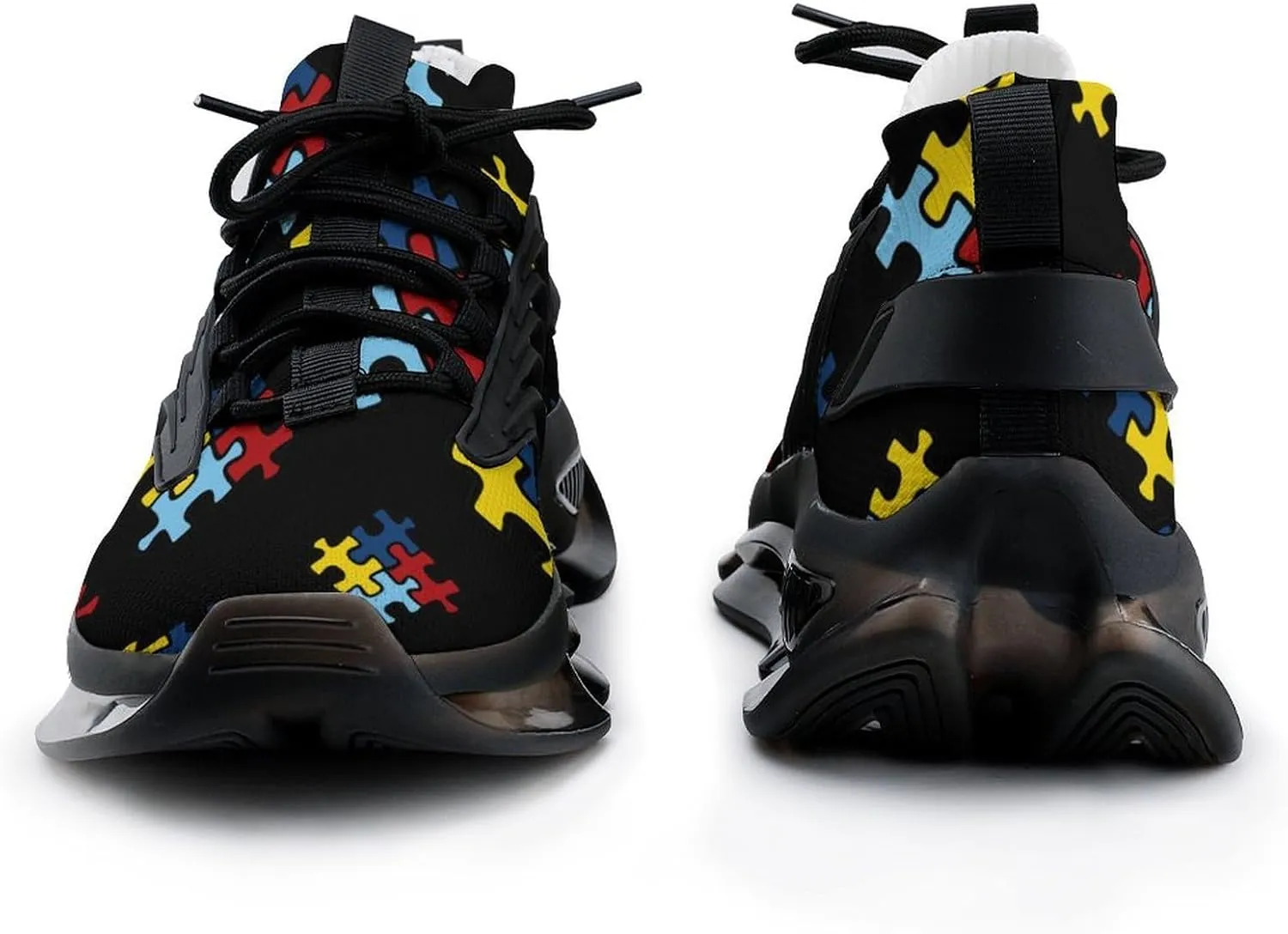 Autism Awareness Day Walking Shoes for Men Lightweight Tennis Fashion Elastic Sports Shoes Cushion Basketball Shoes