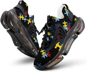 Autism Awareness Day Walking Shoes for Men Lightweight Tennis Fashion Elastic Sports Shoes Cushion Basketball Shoes