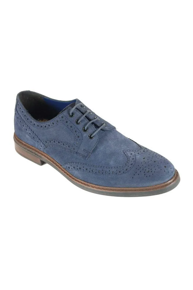 Balham Suede Leather Brogues - Navy