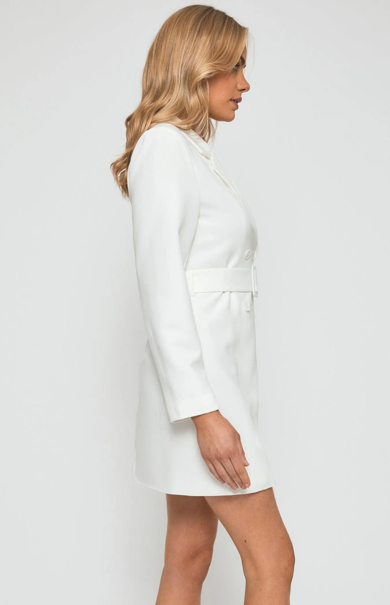 Be Mine Belt Blazer Dress - White