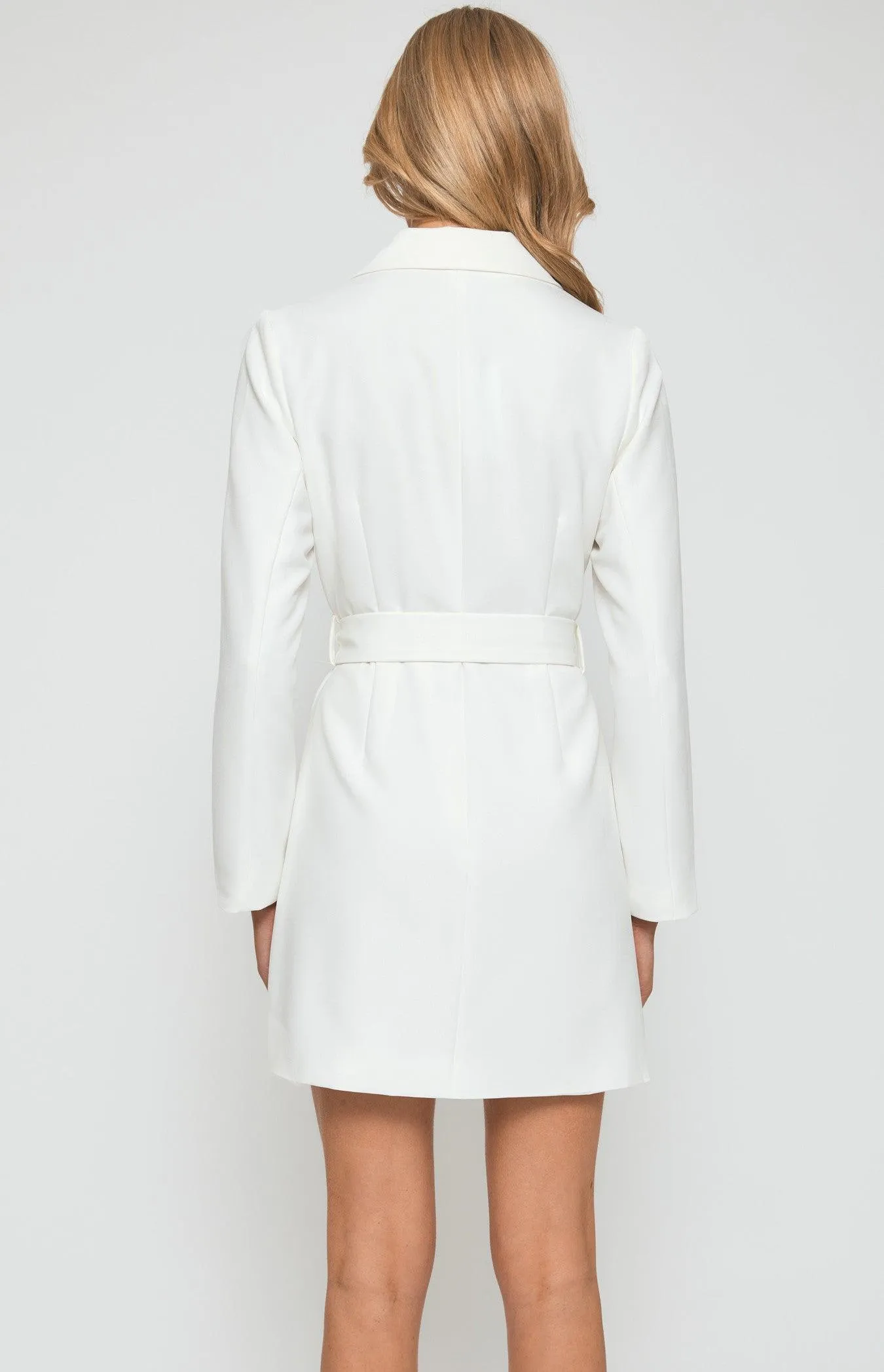 Be Mine Belt Blazer Dress - White