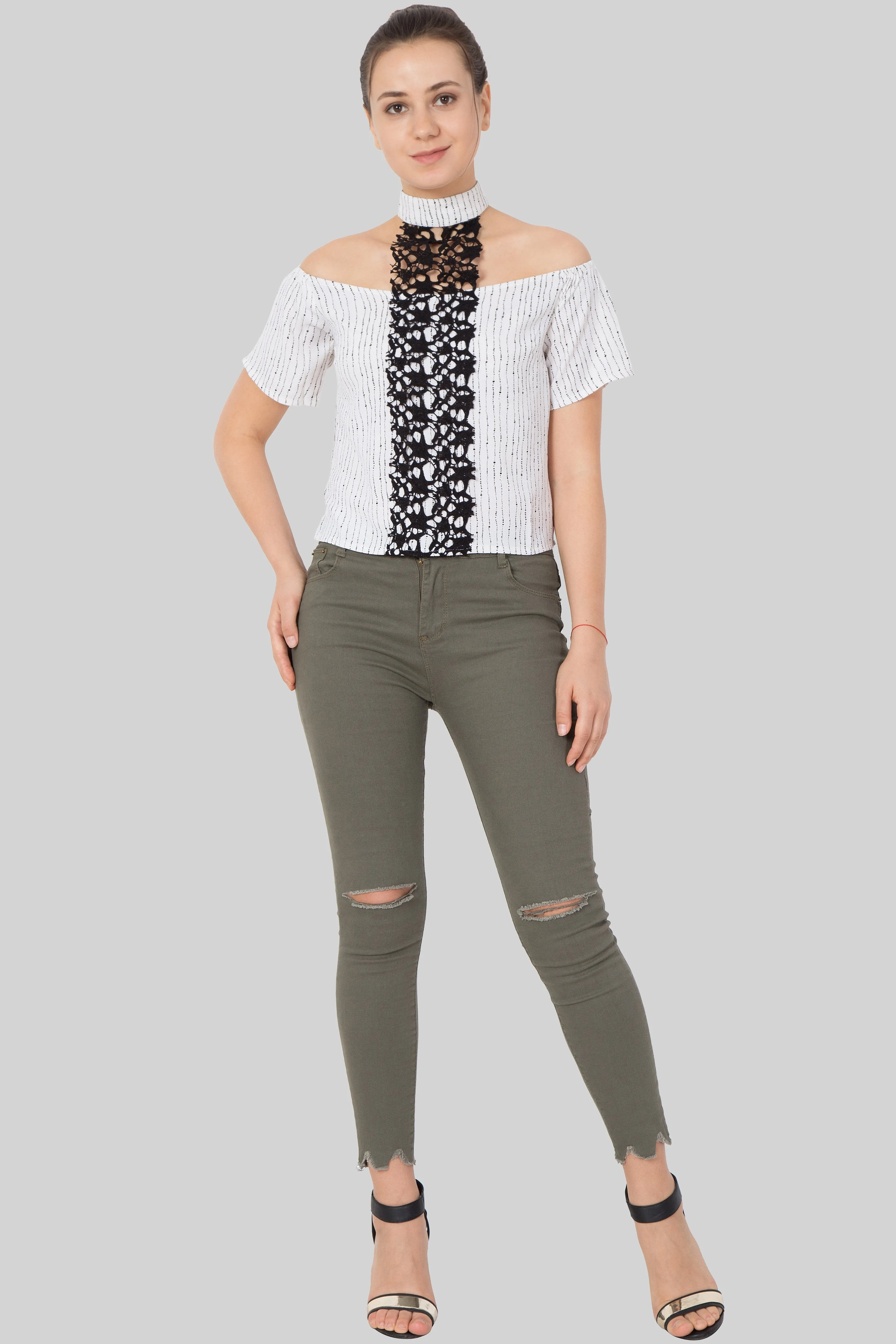 Beautiful crochet-knit paneling top