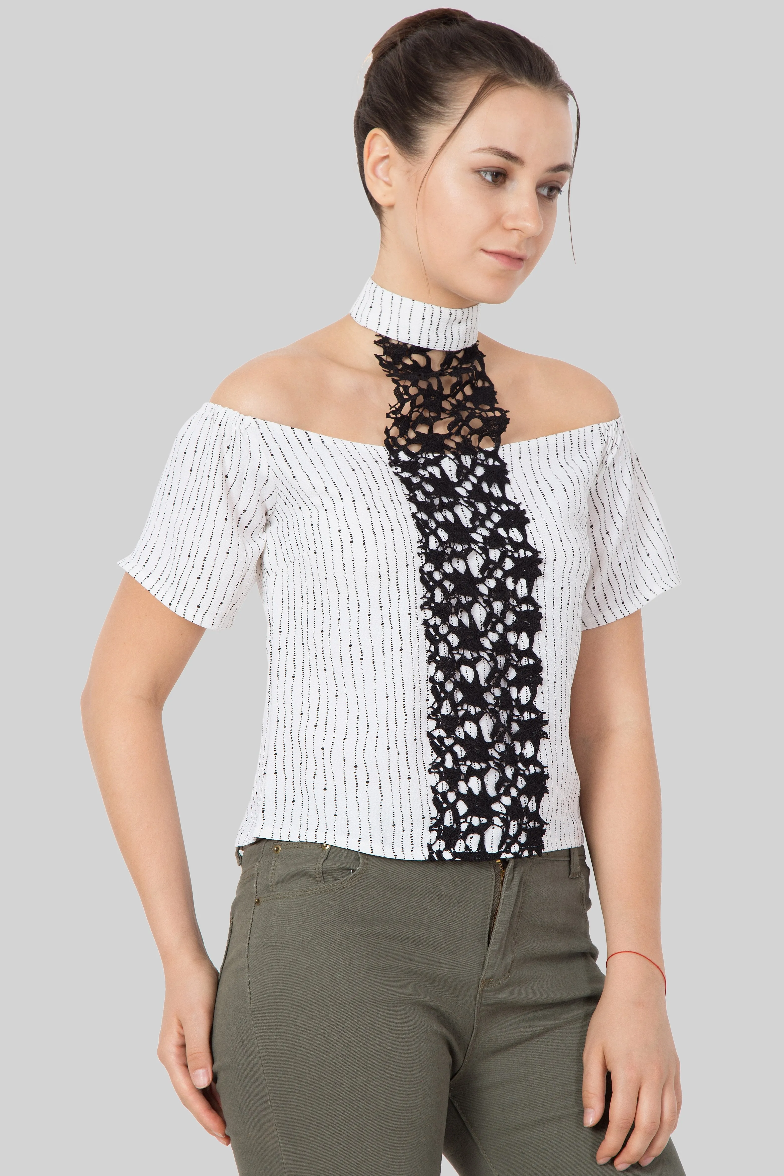 Beautiful crochet-knit paneling top