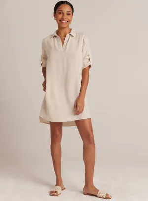 bella dahl long sleeve a-line shirt dress in Cliffside