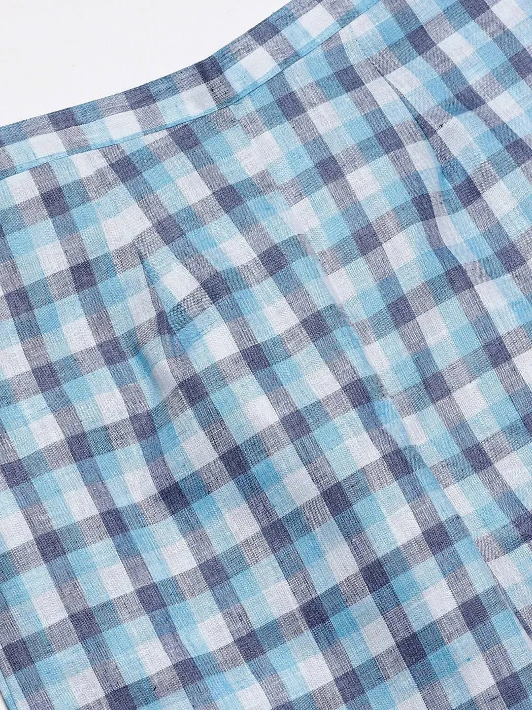 Blue Checkered Cotton Trousers