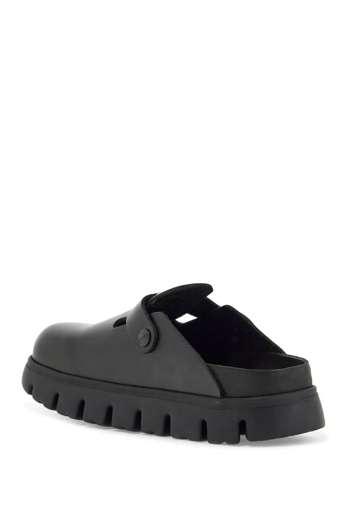 BOSTON CHUNKY SLIPPER IN BLACK NATURAL LEATHER WITH SERRATED SOLE