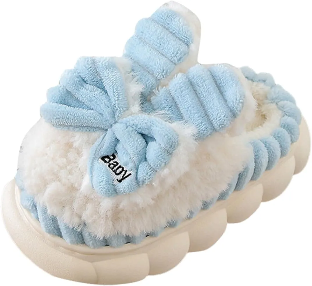 Boys Girls House Slippers Kids Warm Home Shoes Winter Warm Fur Lined Indoor House Home Shoes Kids House Slippers