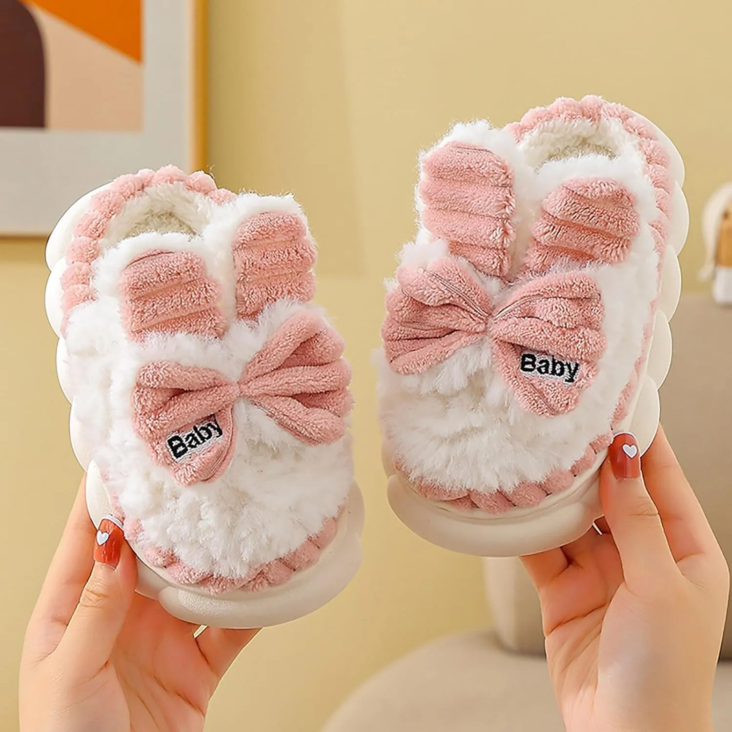 Boys Girls House Slippers Kids Warm Home Shoes Winter Warm Fur Lined Indoor House Home Shoes Kids House Slippers