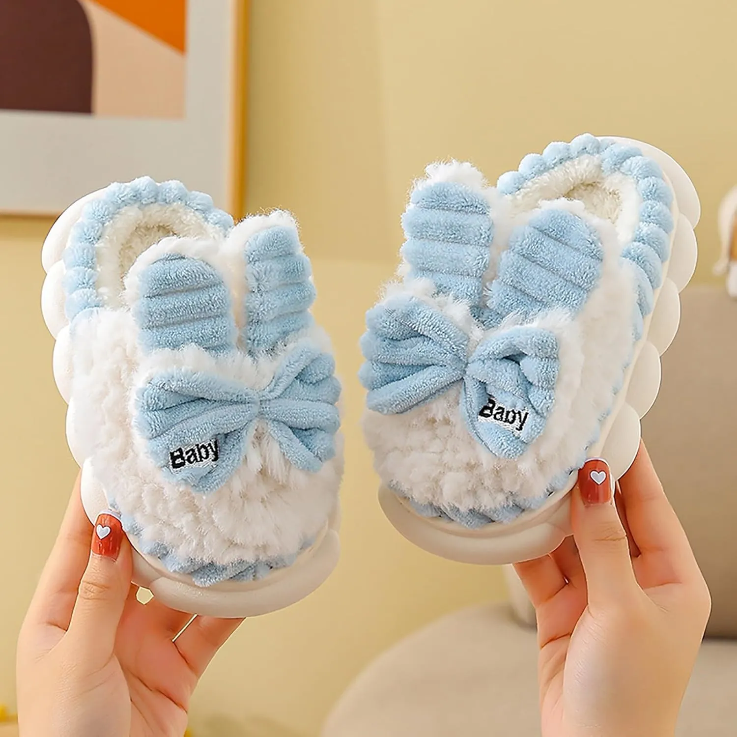 Boys Girls House Slippers Kids Warm Home Shoes Winter Warm Fur Lined Indoor House Home Shoes Kids House Slippers
