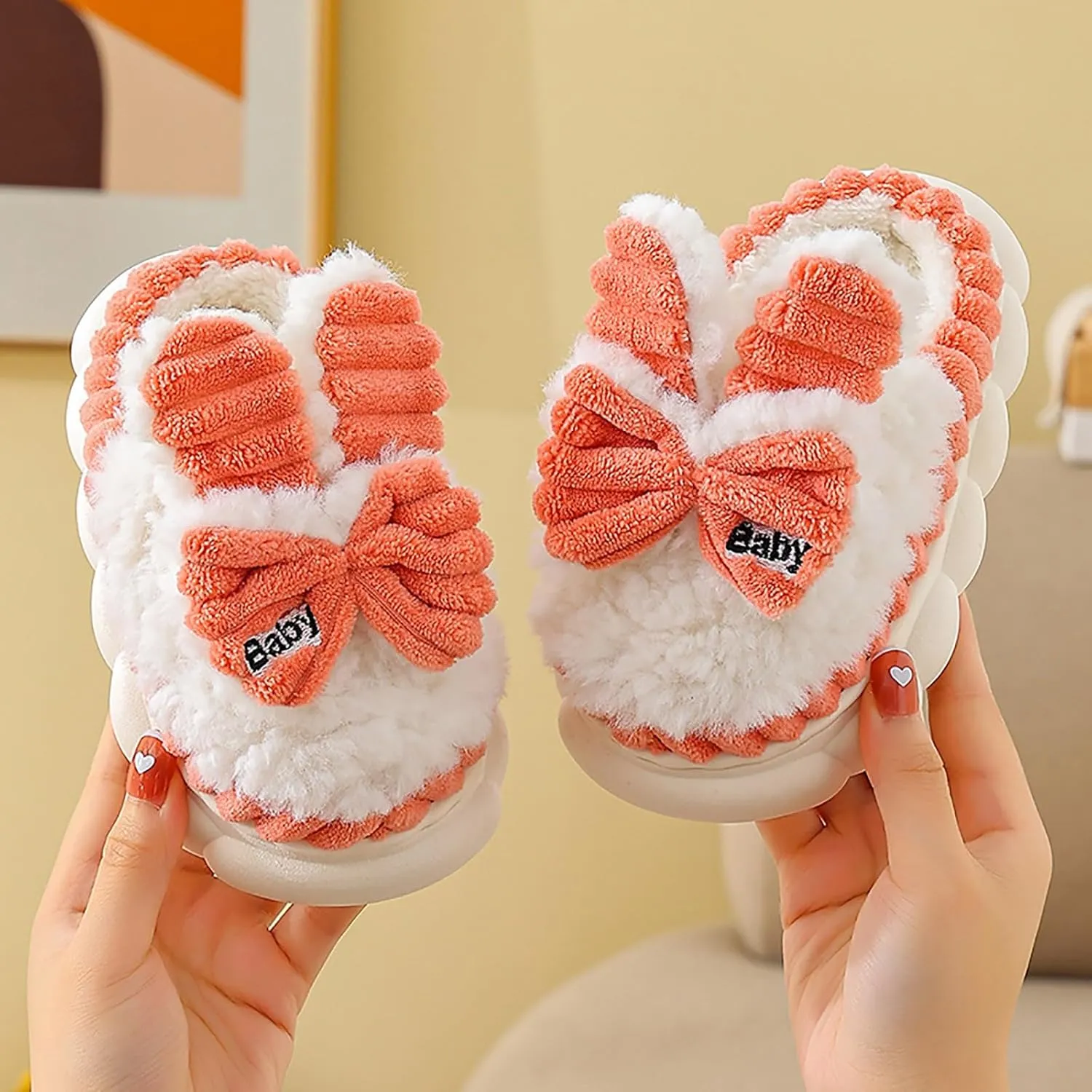 Boys Girls House Slippers Kids Warm Home Shoes Winter Warm Fur Lined Indoor House Home Shoes Kids House Slippers