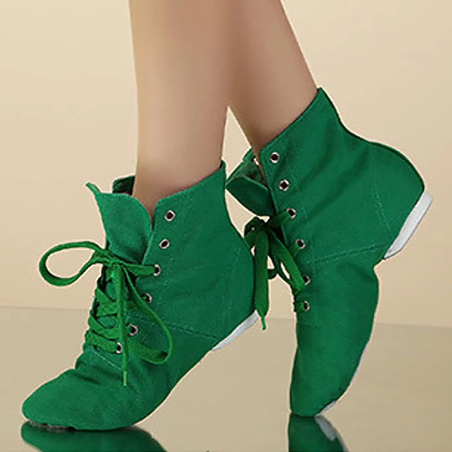 Canvas Lace up Practice Jazz Dance Boots Fashion Split Sole Ballet Dancing Sneakers for Adult Men Women Kid
