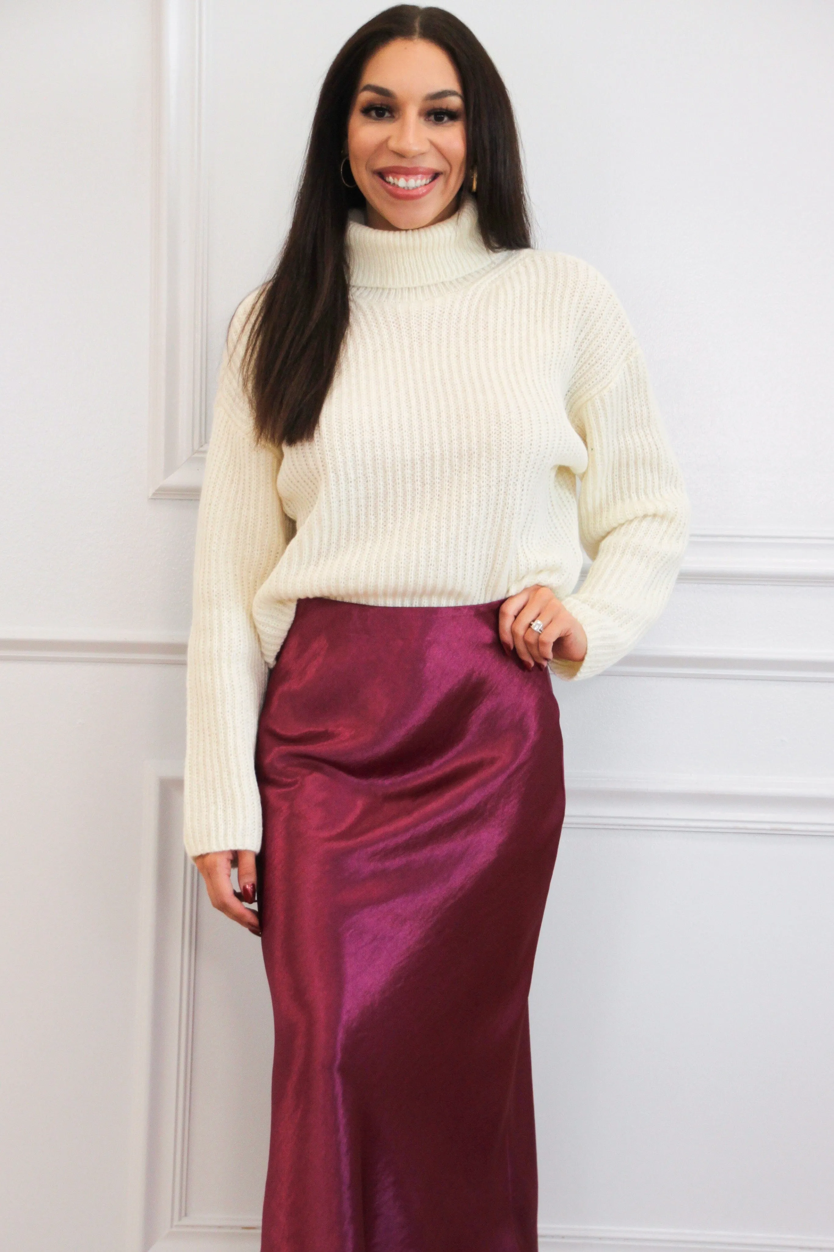 Chic Focus Turtleneck Sweater: Cream