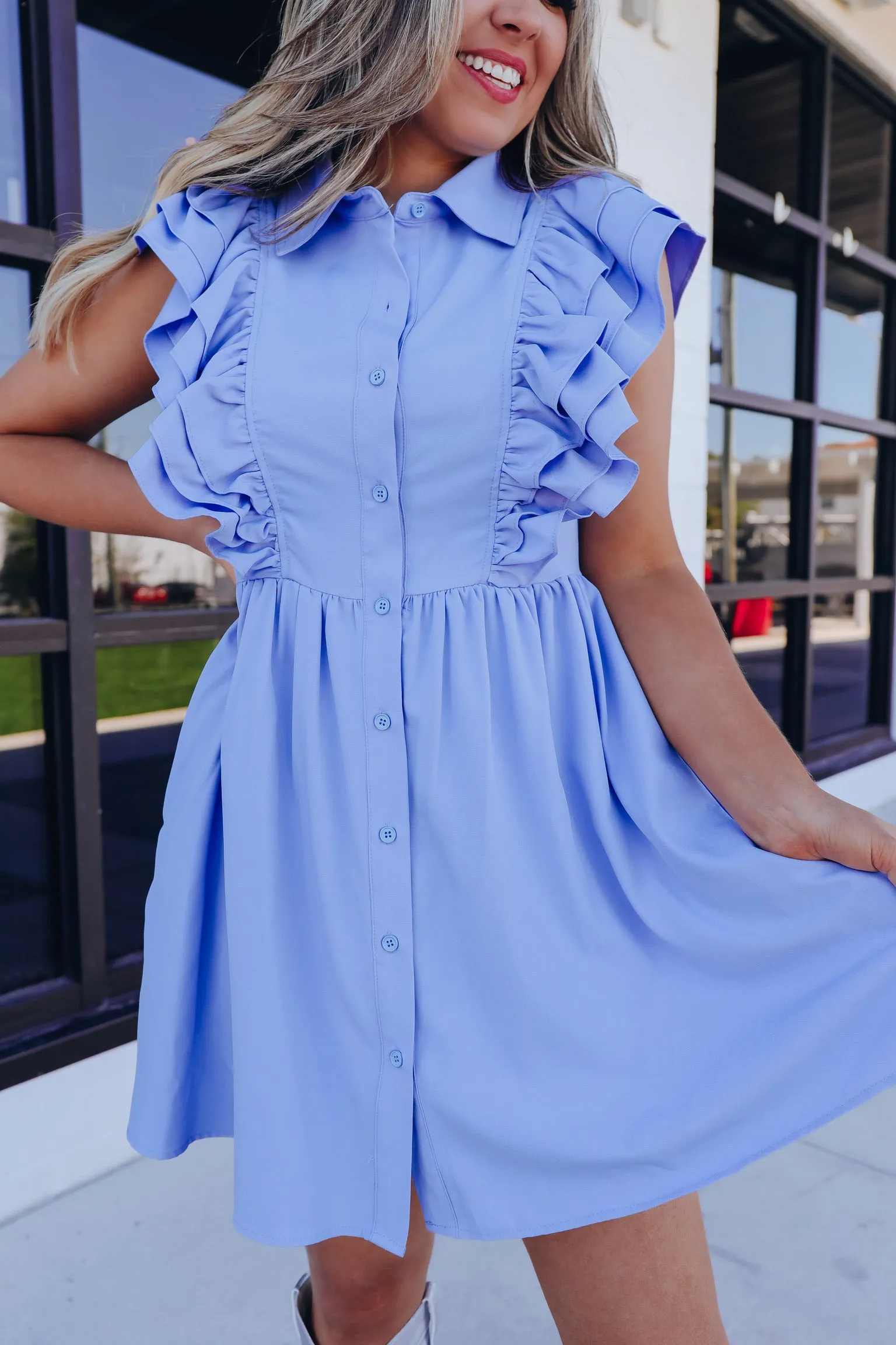 Chic Harmony Ruffle Mini Dress - Periwinkle