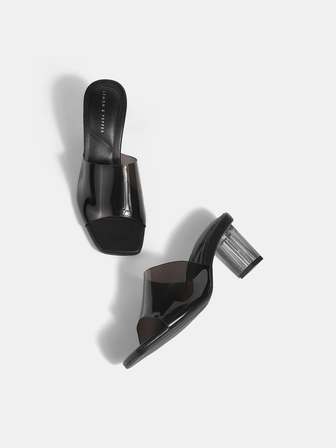 Chic Square-Toe Block Heel Transparent Sandals