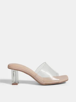 Chic Square-Toe Block Heel Transparent Sandals