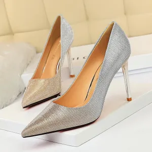 Chicvane Gradient Color Pointed Toe Stiletto Pump Bridal Heels