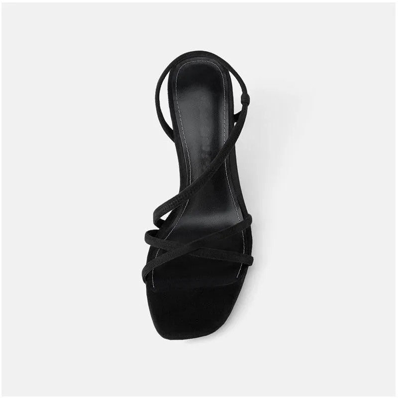Chicvane Slip On Open Toe Stiletto Heels  Sandals Rome Shoes