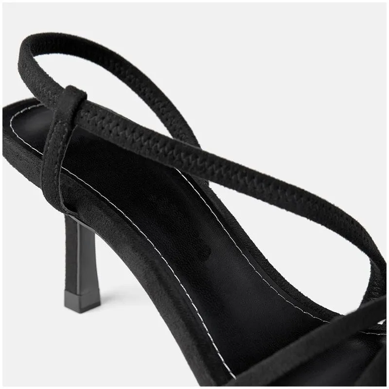 Chicvane Slip On Open Toe Stiletto Heels  Sandals Rome Shoes