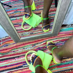 Chicvane Transparent Straps Slides Shoes Chunky Heel Sandals