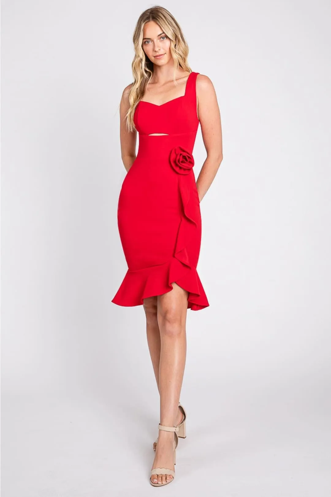 Christmas Dress in Red poly Sheath Style For A Holiday Party