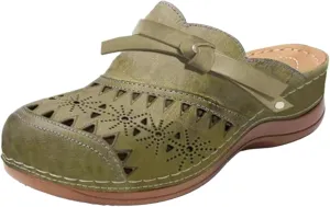 Clogs for Women Closed Toe Slip On Shoes Wide Wedge Sandals Hollow Out Slippers Arch Support Outdoor Beach Slipper Boho Comfortable Platform Outdoor Flats Sandals