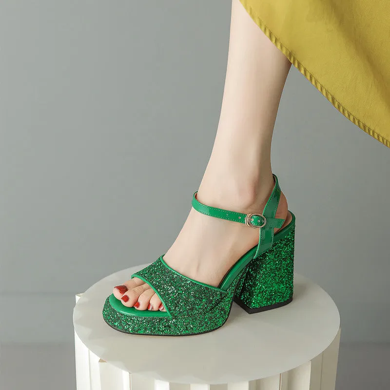 Dark Green Platform Heels