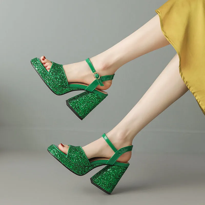 Dark Green Platform Heels