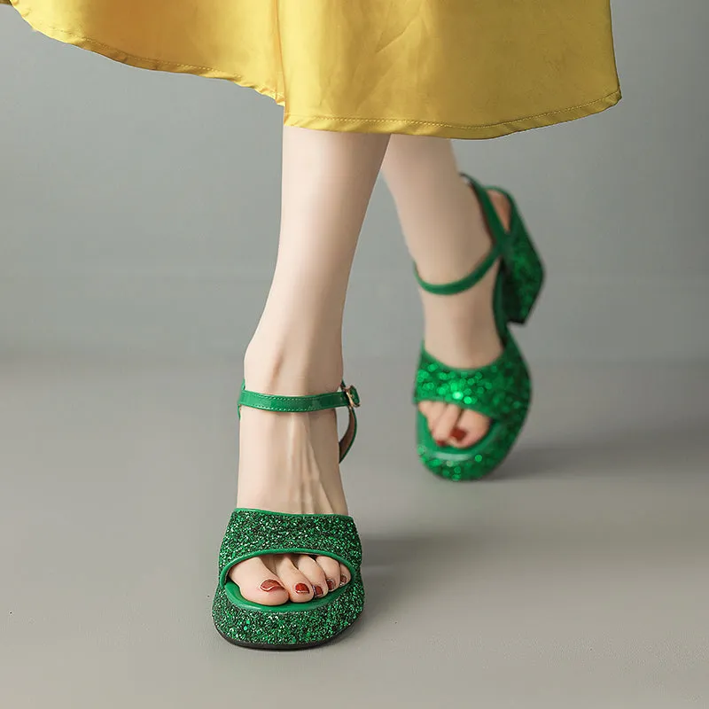 Dark Green Platform Heels