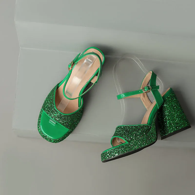 Dark Green Platform Heels