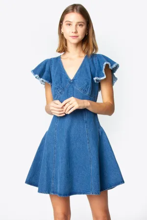 Dolo Denim Flutter Sleeve Dress