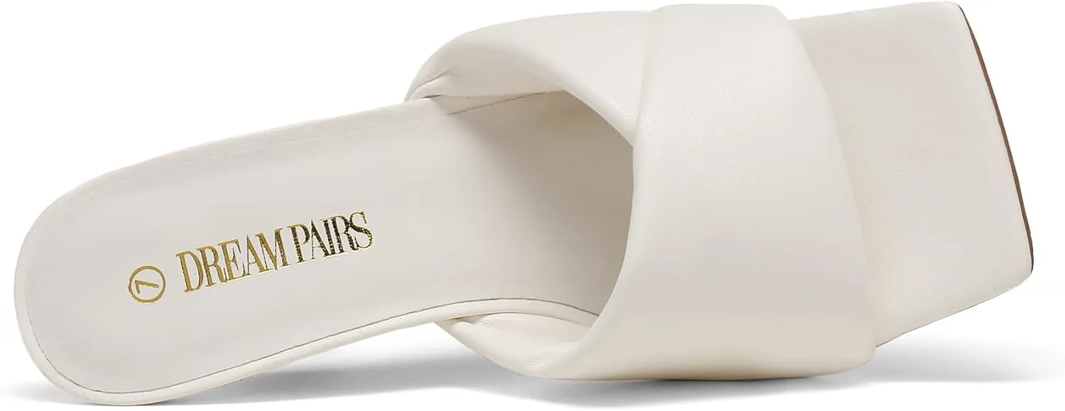 DREAM PAIRS Womens High Stilettos Heels Mules Open Square Toe Slip On Comfort Sexy Dress Pumps Sandals Evening Party Prom Dance Shoes