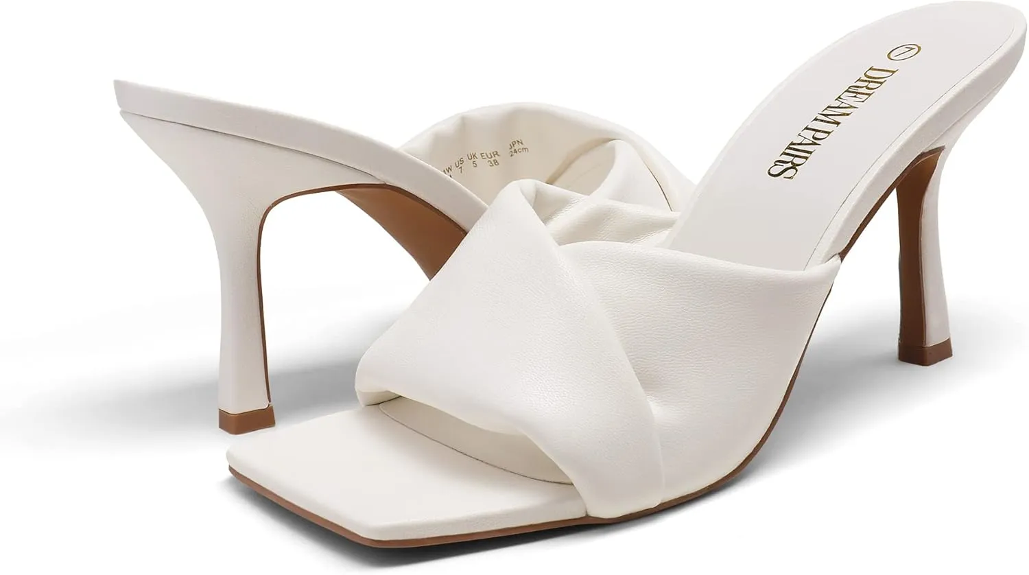 DREAM PAIRS Womens High Stilettos Heels Mules Open Square Toe Slip On Comfort Sexy Dress Pumps Sandals Evening Party Prom Dance Shoes