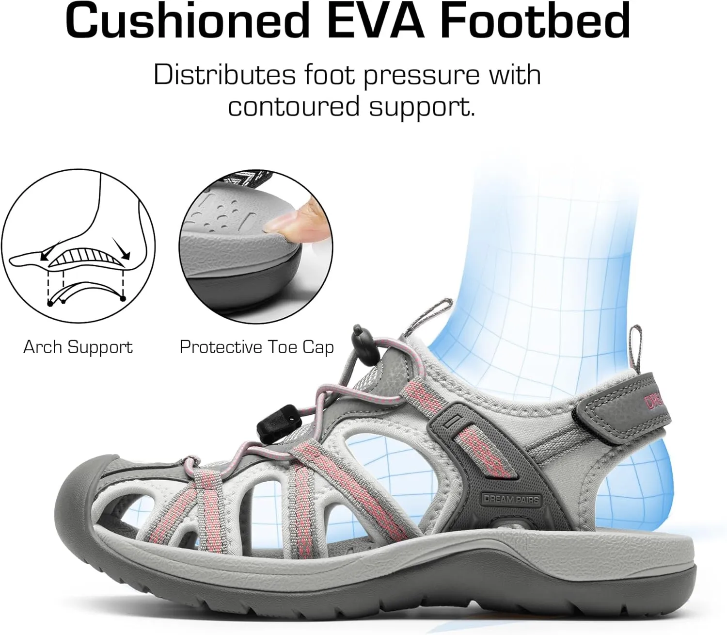 DREAM PAIRS Women's Hiking Sandals Adventurous Summer Sports Shoes Outdoor