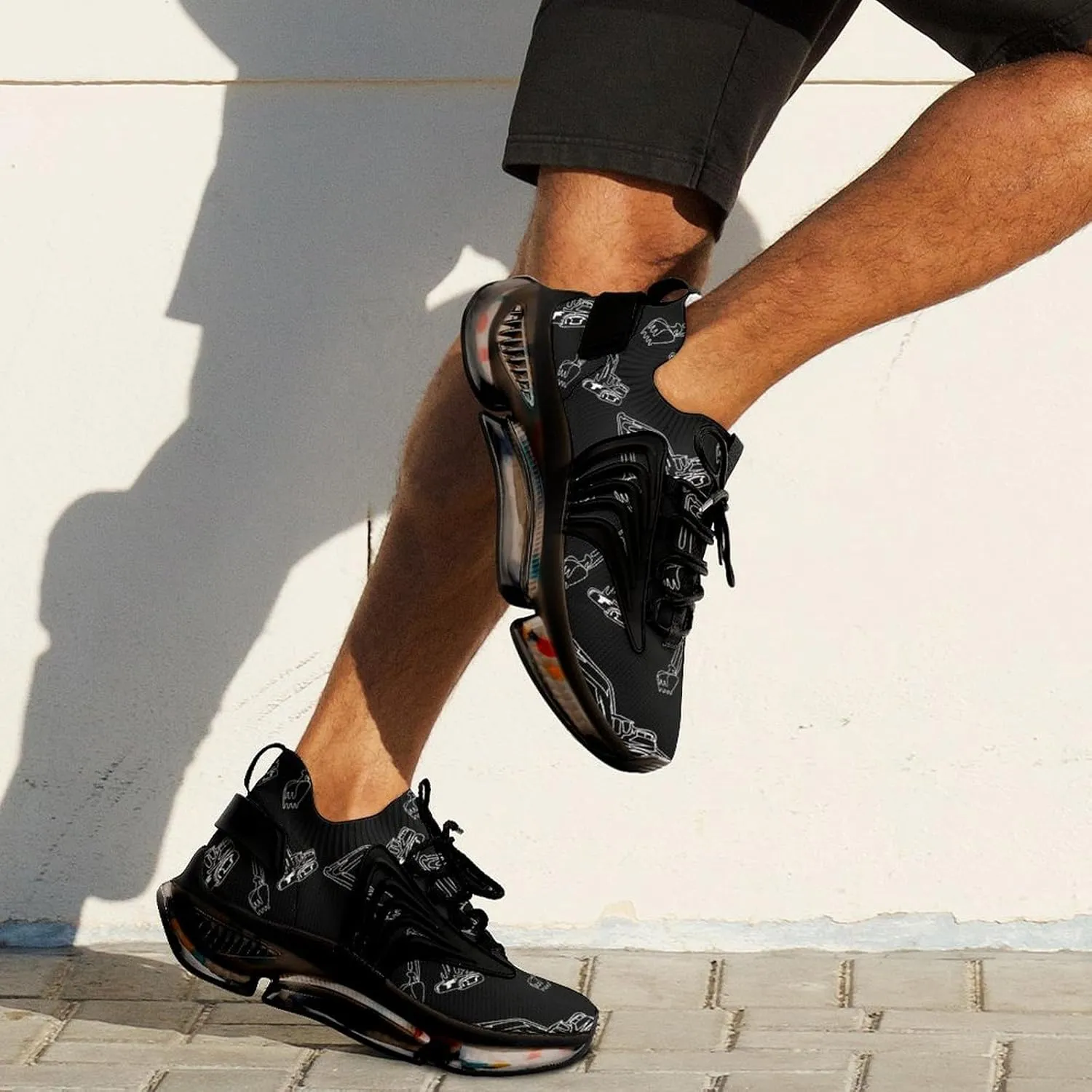 Excavator Operator Walking Shoes for Men Lightweight Tennis Fashion Elastic Sports Shoes Cushion Basketball Shoes