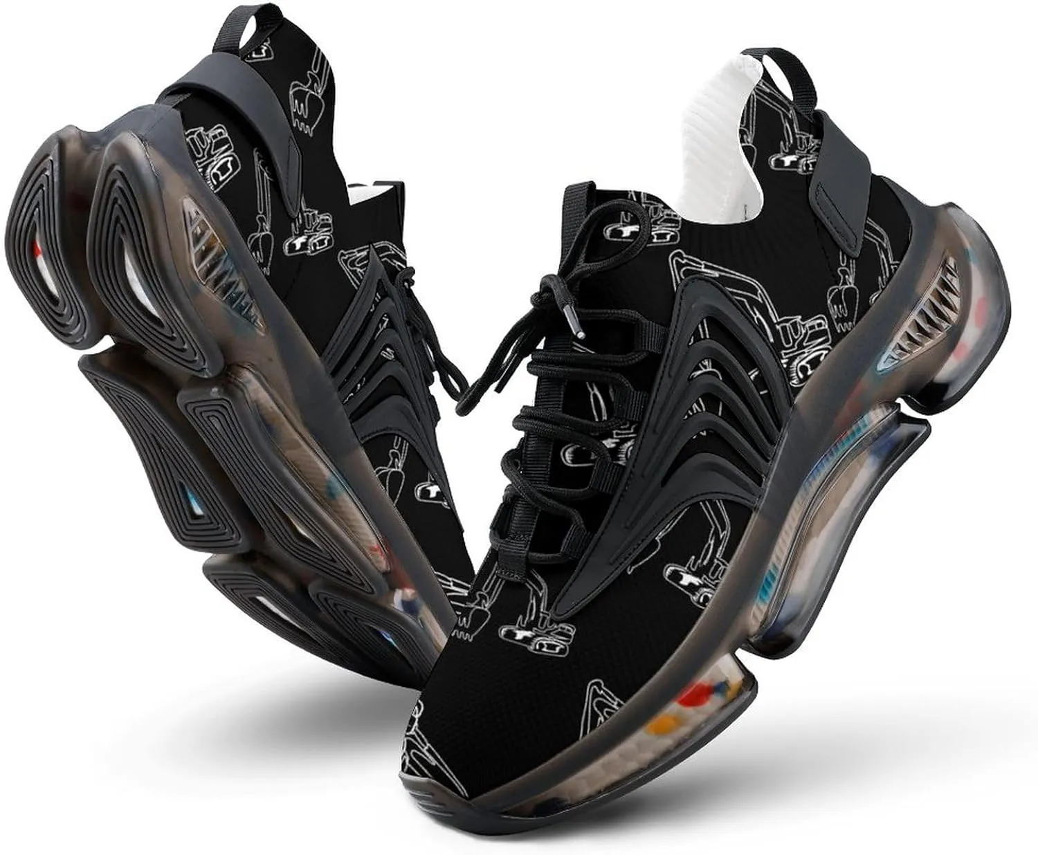 Excavator Operator Walking Shoes for Men Lightweight Tennis Fashion Elastic Sports Shoes Cushion Basketball Shoes