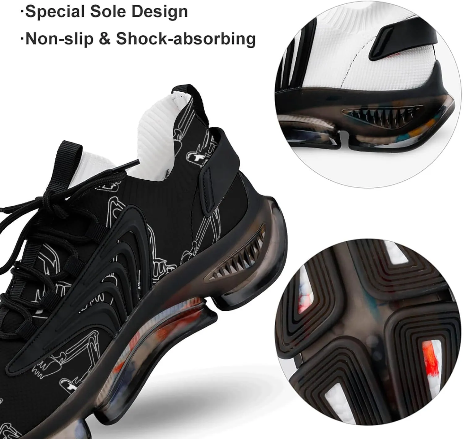 Excavator Operator Walking Shoes for Men Lightweight Tennis Fashion Elastic Sports Shoes Cushion Basketball Shoes