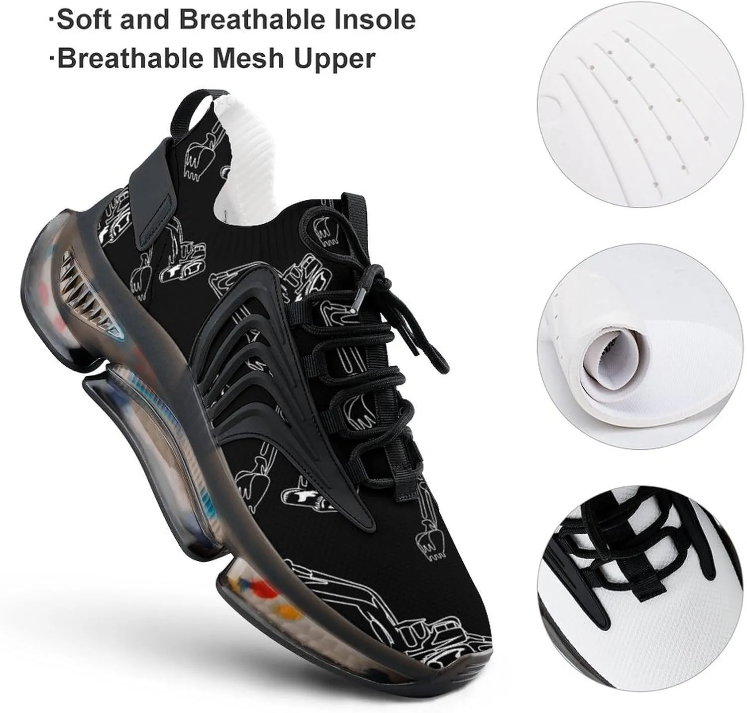 Excavator Operator Walking Shoes for Men Lightweight Tennis Fashion Elastic Sports Shoes Cushion Basketball Shoes